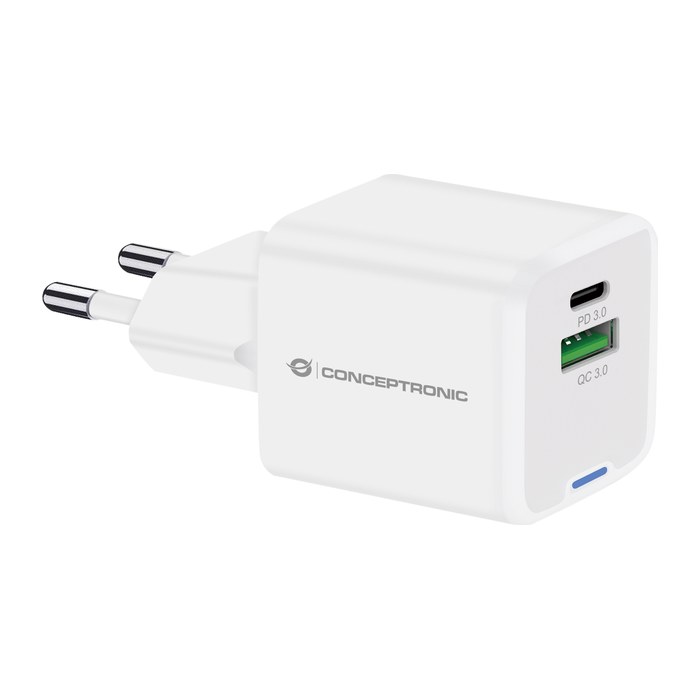 CONCEPTRONIC Ladegerät 2Port GaN USB-C/-A 20WPD3.0/PPS ws