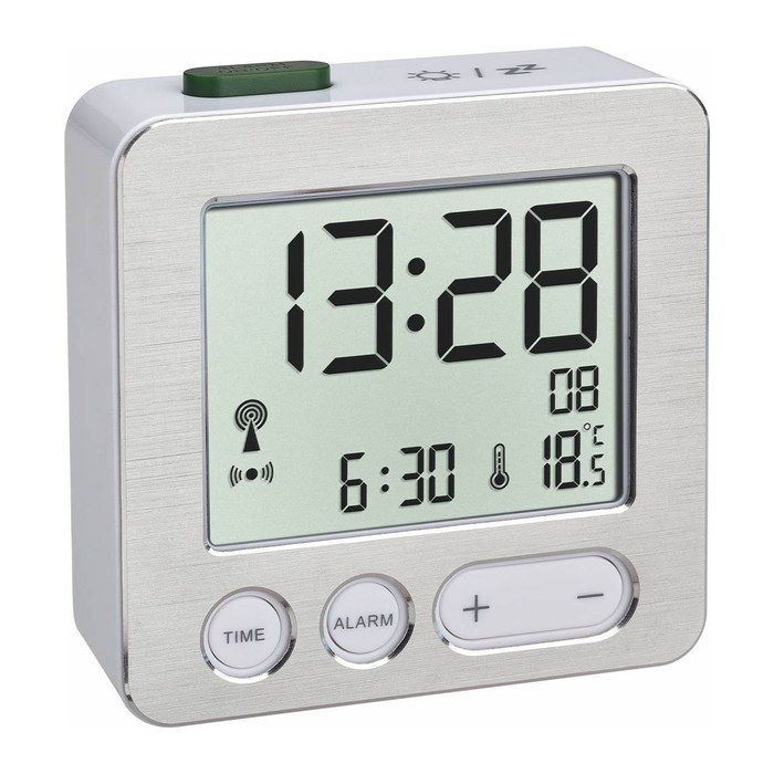 TFA® digitaler Funkwecker 60.2545.54 silber Aluminium