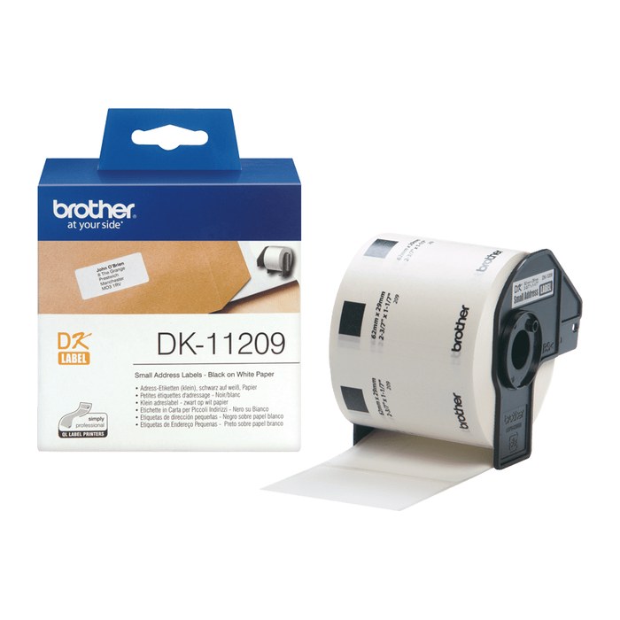 brother Etikettenrolle für Etikettendrucker DK11209 weiß, 29,0 x 62,0 mm, 1 x 800 Etiketten