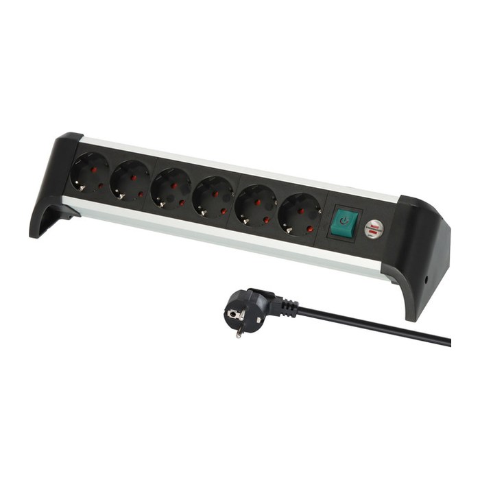 brennenstuhl Alu-Office-Line 6-fach Steckdosenleiste mit Schalter 3,0 m schwarz
