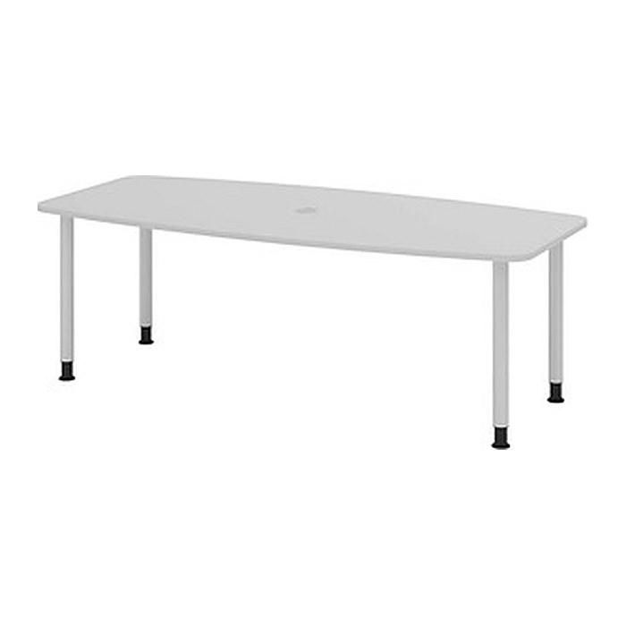 HAMMERBACHER Konferenztisch KT22C lichtgrau Tonnenform, Rundrohr silber, 220,0 x 83,0 - 103,0 x 72,0 - 74,0 cm