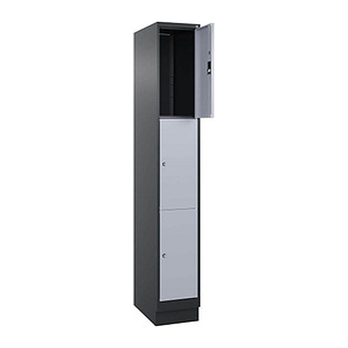CP Schließfachschrank Classic PLUS schwarzgrau, weißaluminium 080020-103 S10013, 3 Schließfächer 30,0 x 50,0 x 195,0 cm