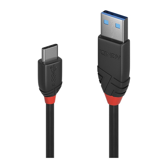 LINDY USB 3.1 Kabel Typ A/C 3A Black Line M/M 1m