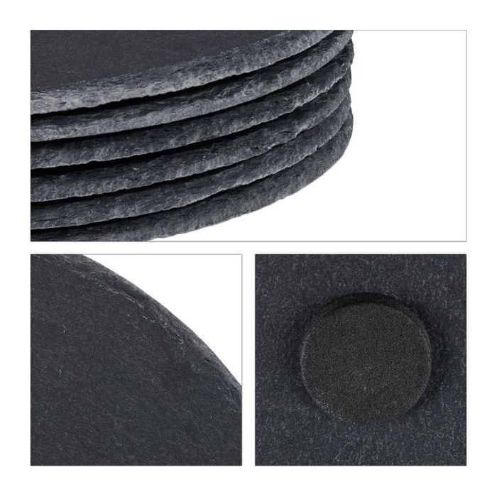 relaxdays Schieferplatten grau Ø 25,0 cm, 6 St.