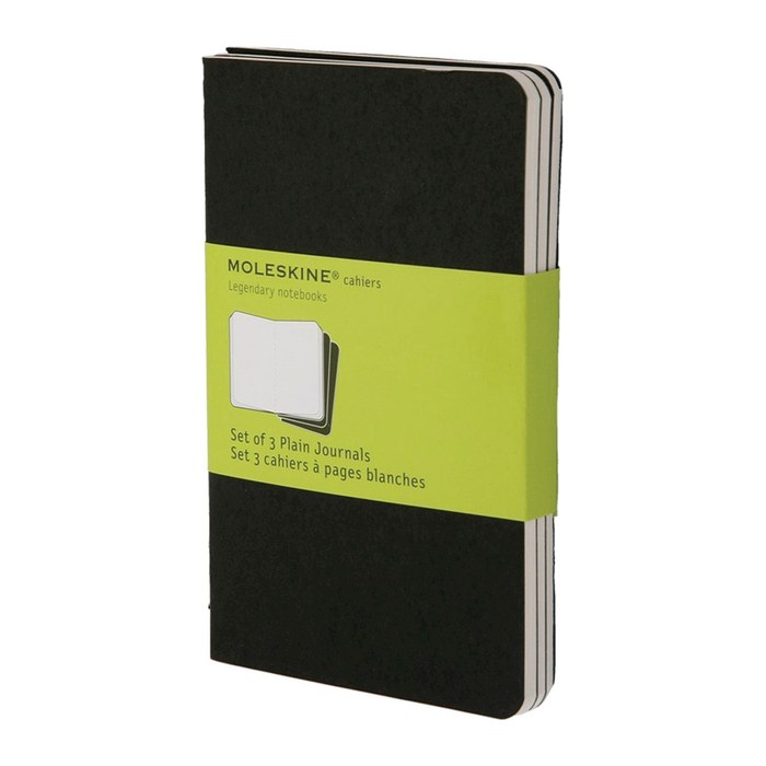 MOLESKINE Notizbücher Cahier ca. DIN A6 blanko, schwarz Softcover 64 Seiten, 3 St.