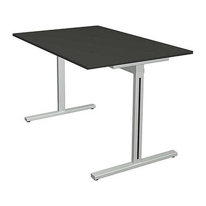 Kerkmann Form 1 Schreibtisch anthrazit rechteckig, T-Fuß-Gestell silber 120,0 x 80,0 cm