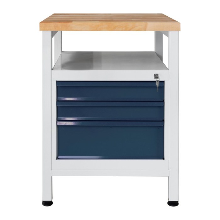ADB Werkbank lichtgrau, anthrazitgrau 3 Schubladen 60,0 x 60,0 x 84,0 cm