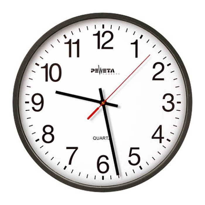PEWETA Wanduhr weiß schwarz Kunststoff, Ø 25,0 cm