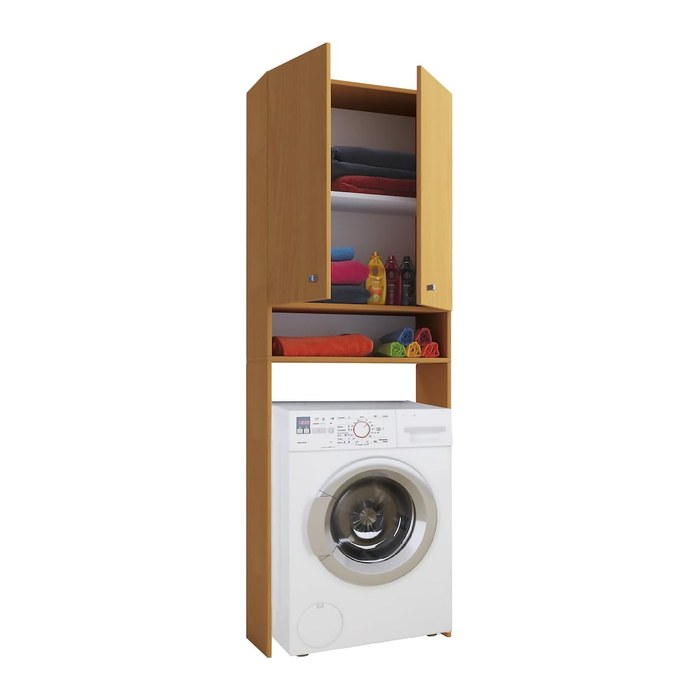 VCM my bath Waschmaschinenschrank Lona, 913842 buche 1 Fachboden 64,0 x 27,0 x 182,0 cm