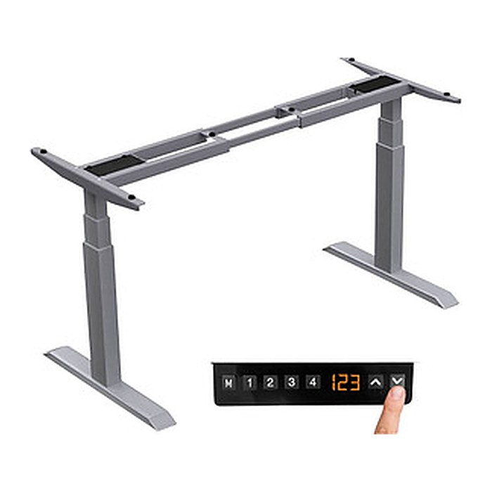LMG elektrisch höhenverstellbares Schreibtischgestell silber ohne Tischplatte, T-Fuß-Gestell silber 130,0 - 160,0 x 57,0 cm
