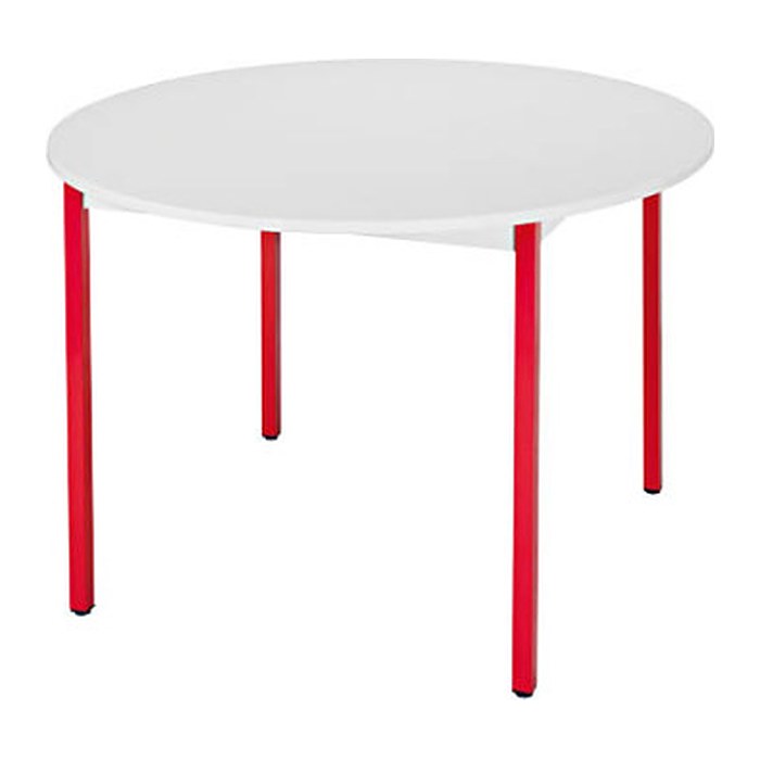 SODEMATUB Mehrzwecktisch lichtgrau, rot rund, Vierkantrohr rot, 80,0 x 80,0 x 74,0 cm