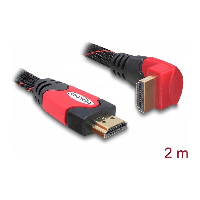 DELOCK HDMI Kabel Ethernet A -> A St/St 2.00m 90° unten 4K
