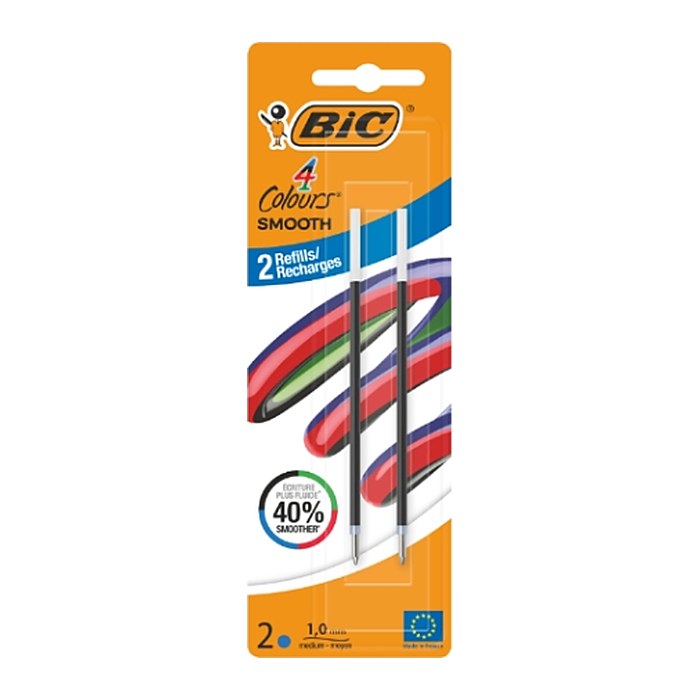 BIC 4 Colours Smooth Kugelschreibermine M blau, 2 St.
