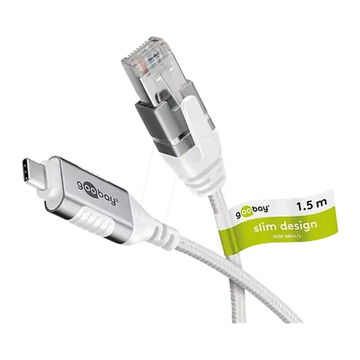 goobay USB-C 3.1/RJ45 Kabel 1,5 m weiß, 1 St.