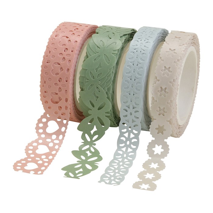 folia Washi Dekor pastell Deko-Klebeband matt 10,0/15,0 mm x 5,0 m 4 Rollen
