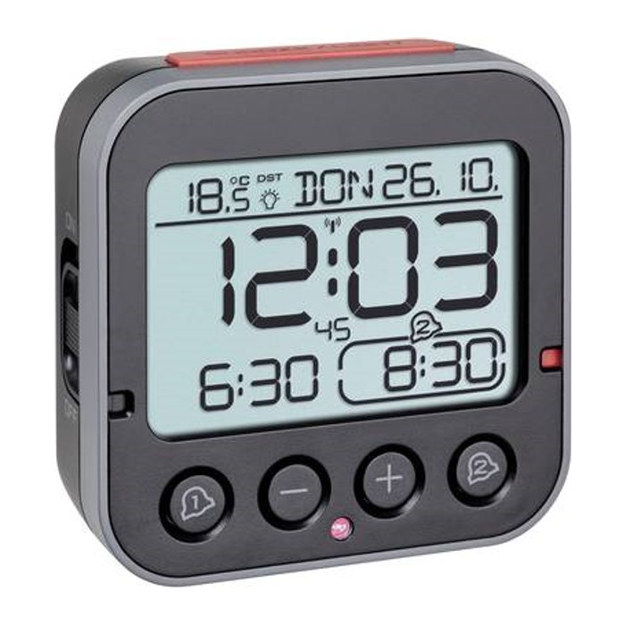 TFA® digitaler Funkwecker BINGO 2.0 schwarz Kunststoff