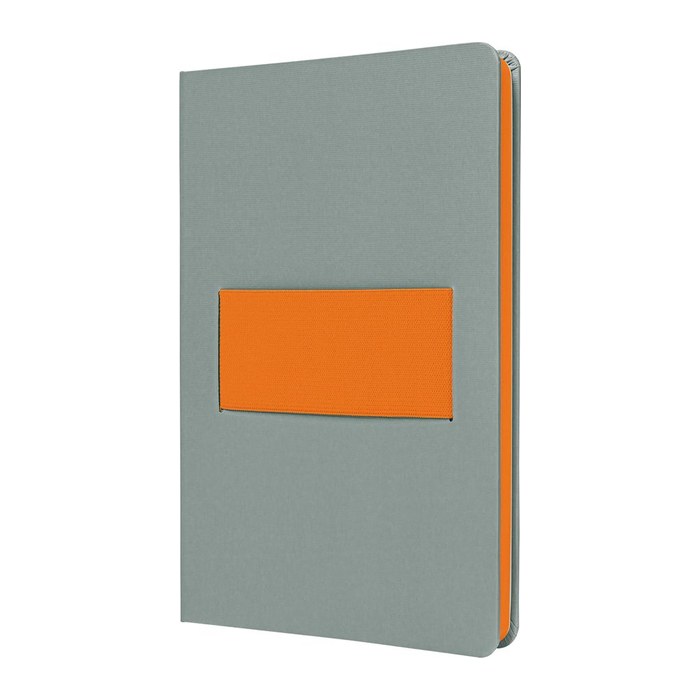 SIGEL Notizbuch Linescape ca. DIN A5 kariert, hellgrau, neon-orange Hardcover 176 Seiten, 1 St.