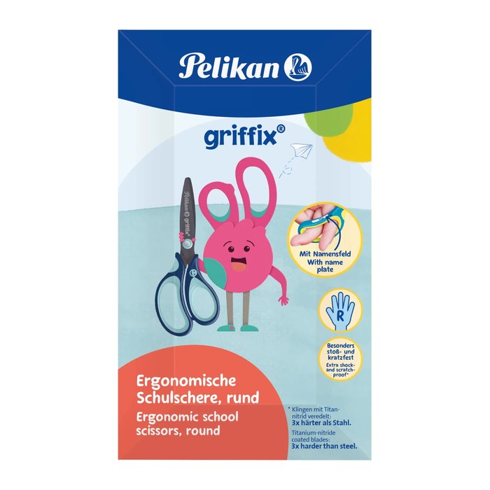 Pelikan griffix Schulschere Rechtshänder Rund 14cm Blau