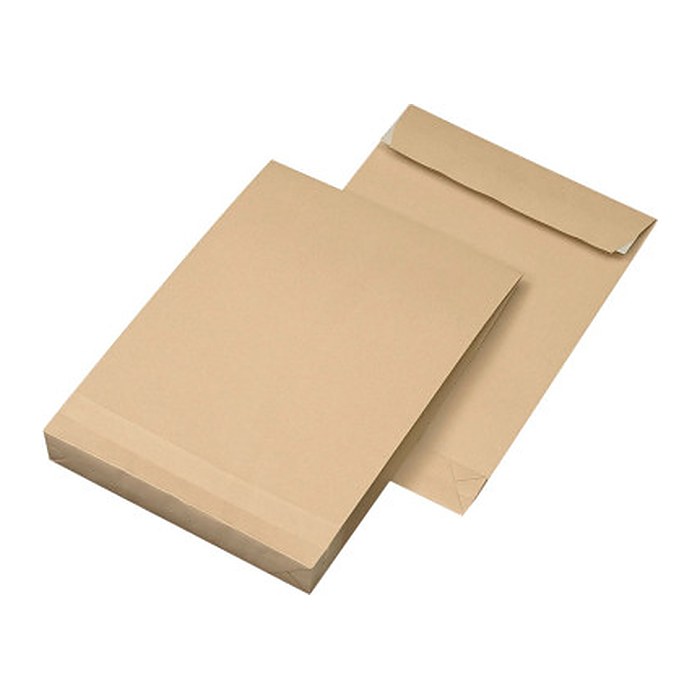 MAILmedia Faltentaschen DIN B4 ohne Fenster braun mit 4,0 cm Falte, 100 St.