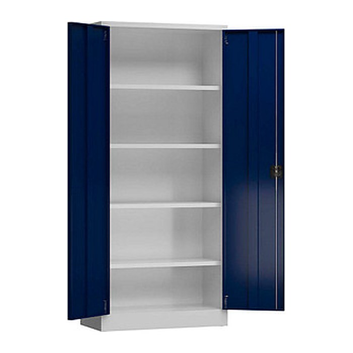 ClassiX Stahlschrank X-530331 enzianblau, lichtgrau 4 Fachböden 80,0 x 38,0 x 180,0 cm, aufgebaut, 1 St.