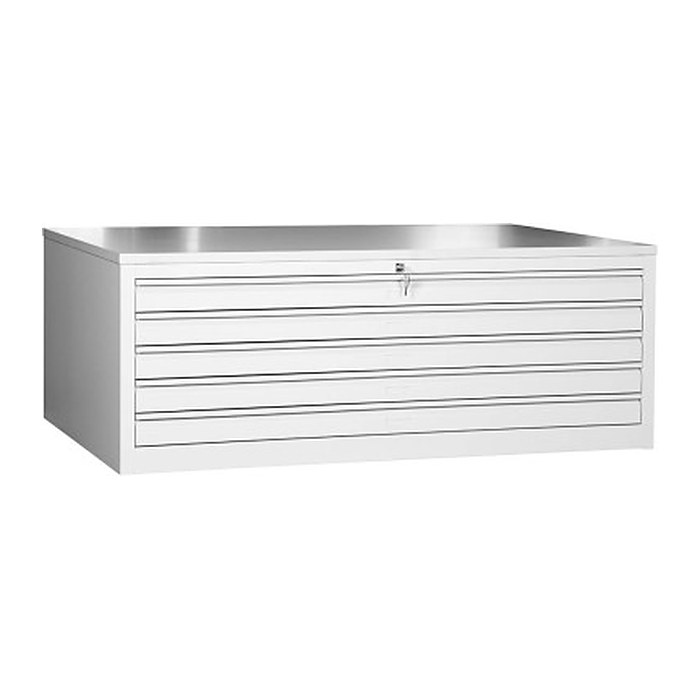 Gürkan Planschrank lichtgrau 5 Schubladen 140,0 x 95,0 x 53,0 cm, 1 St.