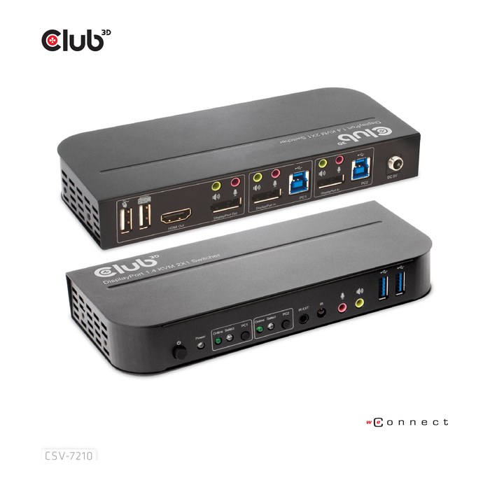 Club3D KVM Switch 4K60Hz 2x DP > HDMI oder DP/2xUSB/Audio