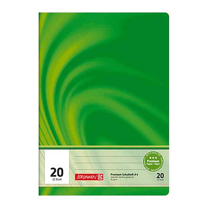 BRUNNEN Schulheft Vivendi Lineatur 20 blanko DIN A4 ohne Rand, 32 Blatt, 1 St.