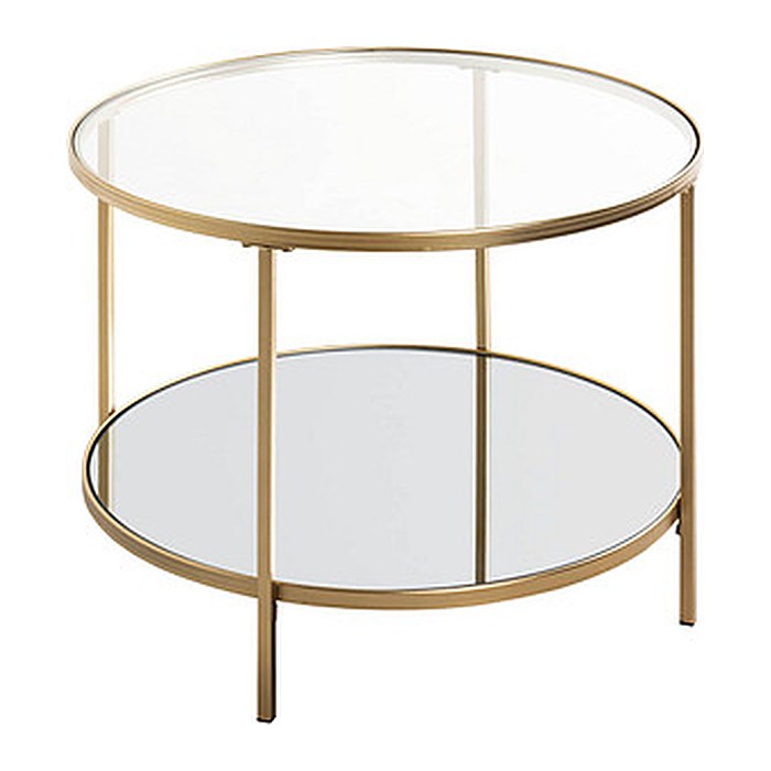 HAKU Möbel Beistelltisch rund Spiegel, Sicherheitsglas gold 60,0 x 60,0 x 45,0 cm, 1 St.