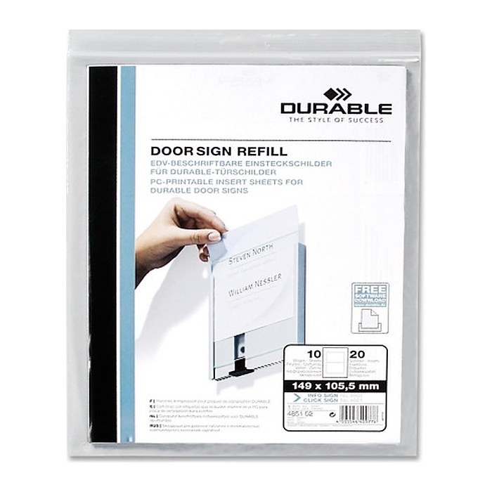 DURABLE Einsteckschilder für Namensschilder DOOR SIGN REFILL 14,9 x 10,55 cm, 20 St.