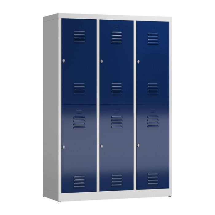 ClassiX Spind enzianblau, lichtgrau X-523231, 6 Schließfächer 118,5 x 50,0 x 180,0 cm