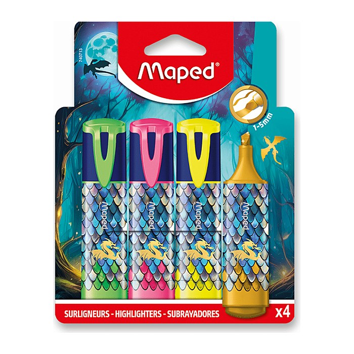 maped DRAGON Textmarker farbsortiert, 4 St.