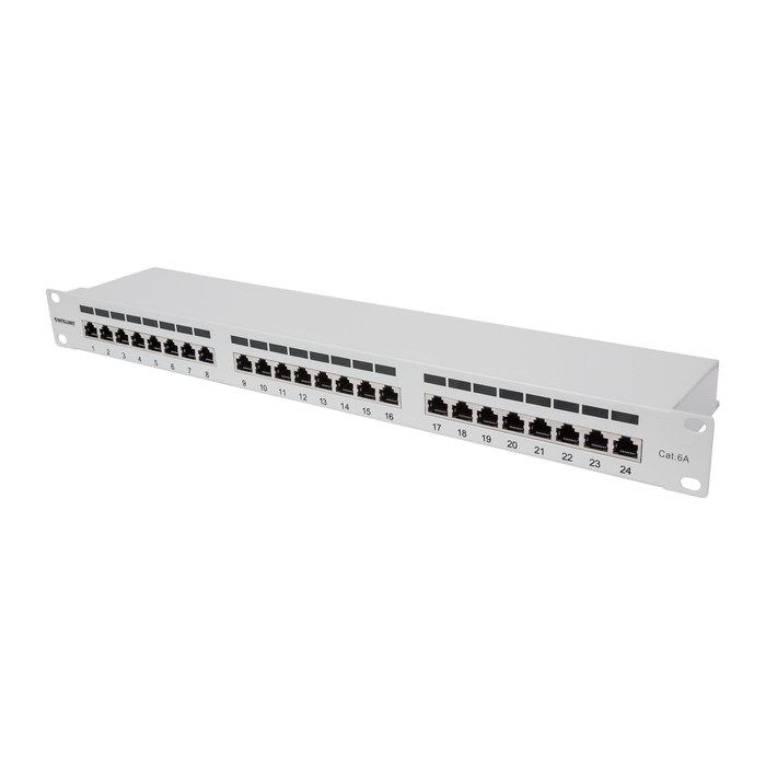 INTELLINET 24-Port Cat6a Patchpanel FTP 1HE grau