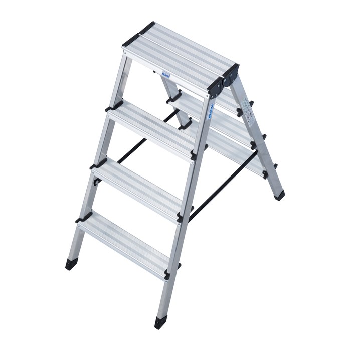 KRAUSE Stehleiter beidseitig MONTO Dopplo silber 2x 4 Stufen, H: 95,0 cm