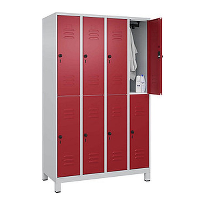 CP Spind Classic Plus lichtgrau, rubinrot 080310-40 S10001, 8 Schließfächer 120,0 x 50,0 x 195,0 cm