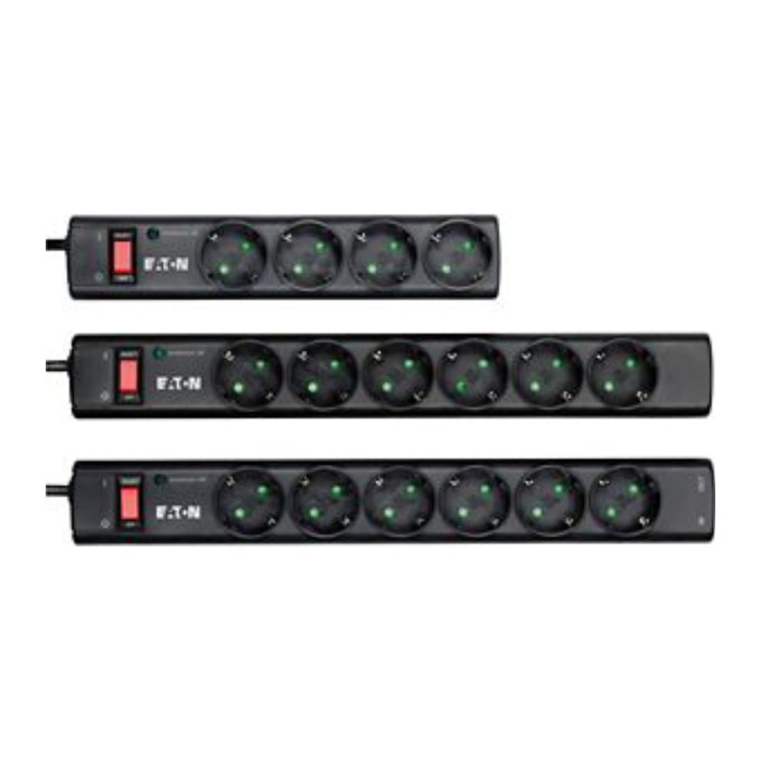 EATON Protection Strip 6 Tel DIN 6-fach Steckdosenleiste mit Überspannungsschutz schwarz