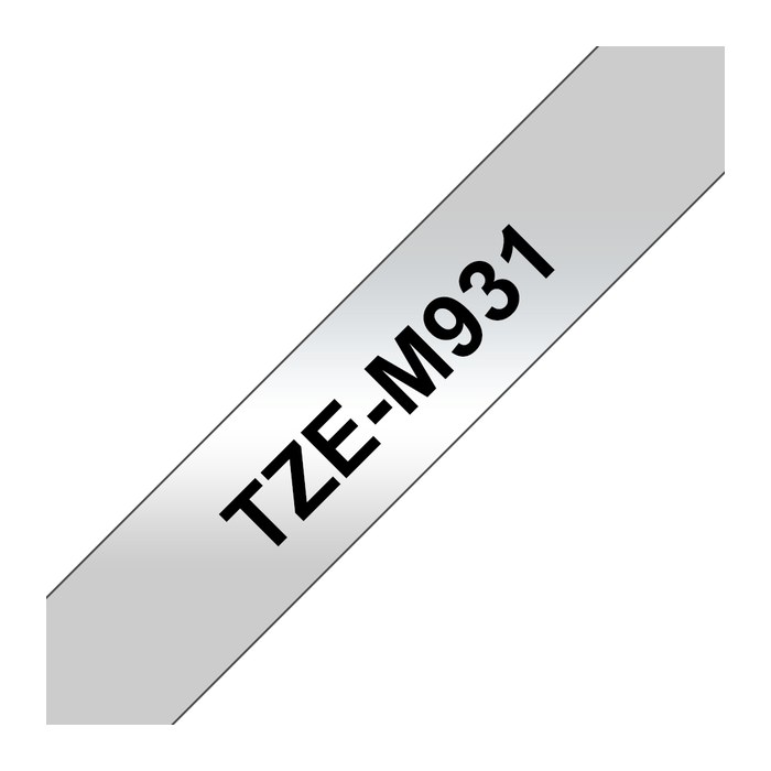 brother Schriftband TZe-M931 TZEM931, 12 mm, schwarz auf silber, 1 St.