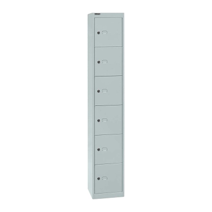 BISLEY Schließfachschrank lichtgrau CLK126645, 6 Schließfächer 30,5 x 30,5 x 180,2 cm