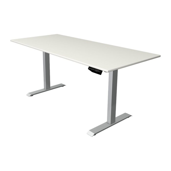 Kerkmann Move 1 elektrisch höhenverstellbarer Schreibtisch weiß rechteckig, T-Fuß-Gestell silber 180,0 x 80,0 cm
