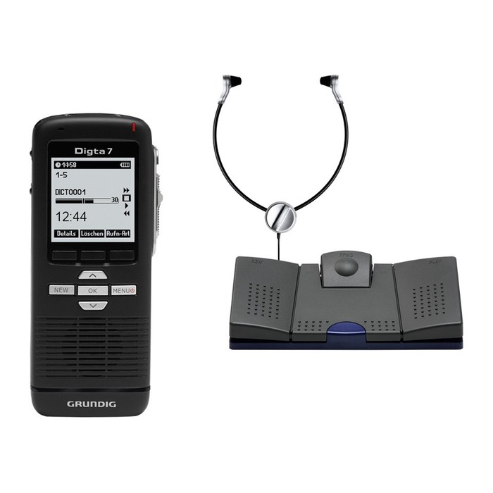 GRUNDIG Digta 7 Starter Kit mit DigtaSoft One digitales Diktiergerät-Set 2 GB