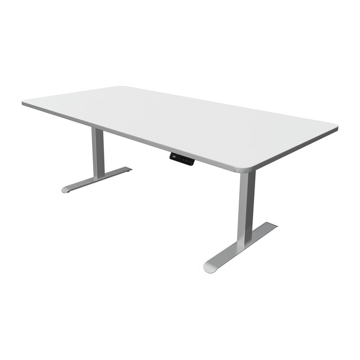 Kerkmann Move 3 Premium elektrisch höhenverstellbarer Schreibtisch anthrazit rechteckig, T-Fuß-Gestell silber 200,0 x 100,0 cm