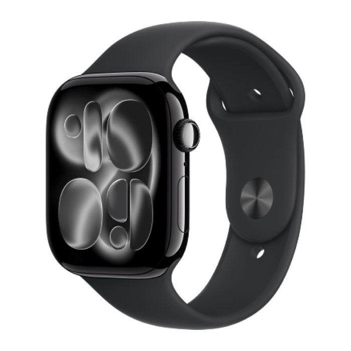 Apple Watch Series 11 46 mm Aluminium (GPS) Sportarmband S/M schwarz, diamantschwarz