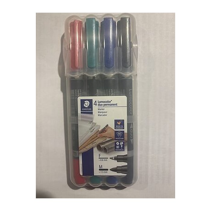 STAEDTLER Lumocolor duo Permanentmarker farbsortiert 0,6 - 1,5 mm, 4 St.