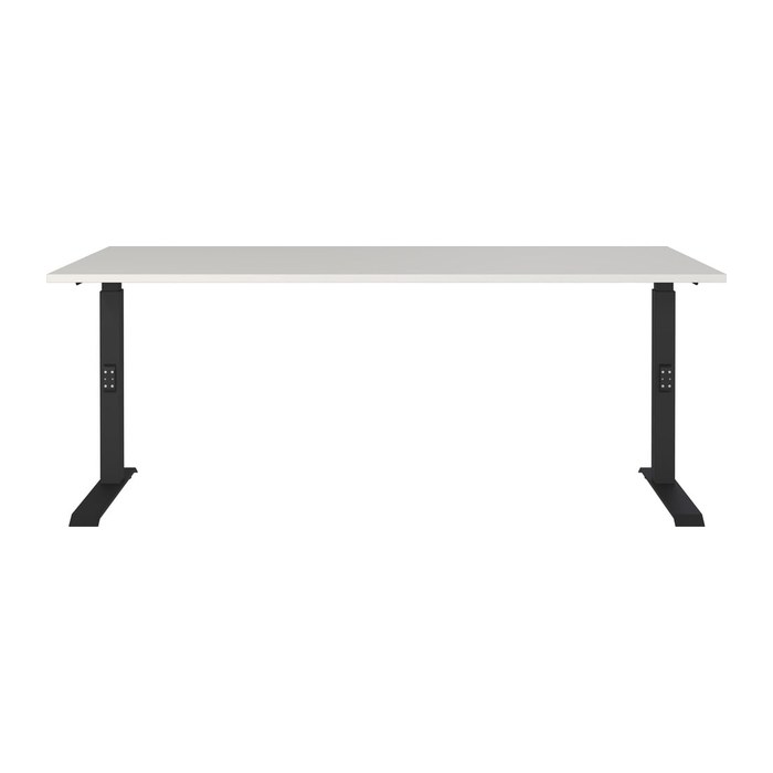 GERMANIA DOWNEY höhenverstellbarer Schreibtisch lichtgrau rechteckig, C-Fuß-Gestell schwarz 180,0 x 80,0 cm