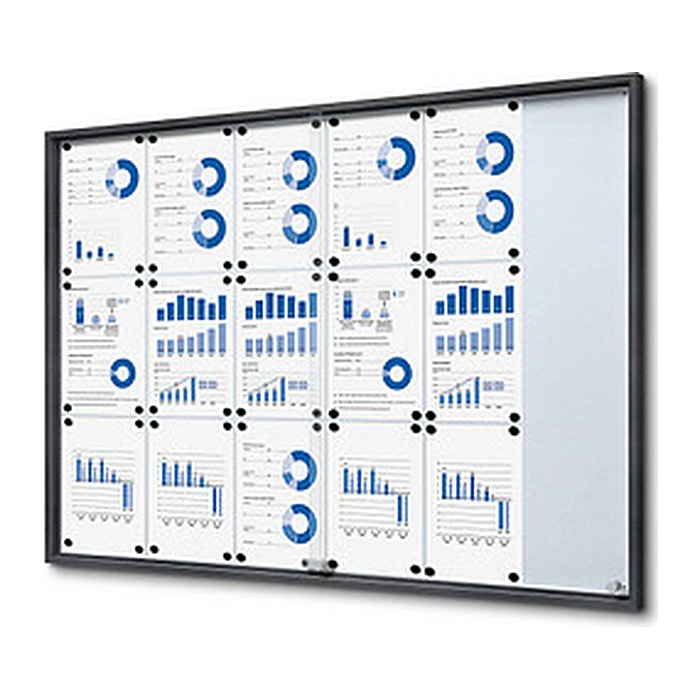Showdown® Displays Schaukasten SLIM grau 18x DIN A4 134,6 x 5,0 x 94,8 cm, 1 St.