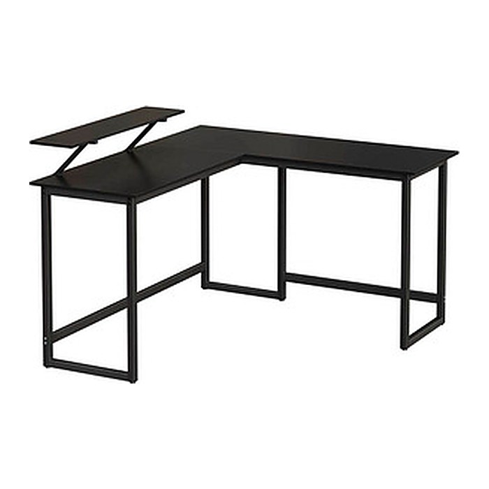 VASAGLE Schreibtisch schwarz L-Form, O-Fuß-Gestell schwarz 130,0 / 140,0 x 50,0 cm