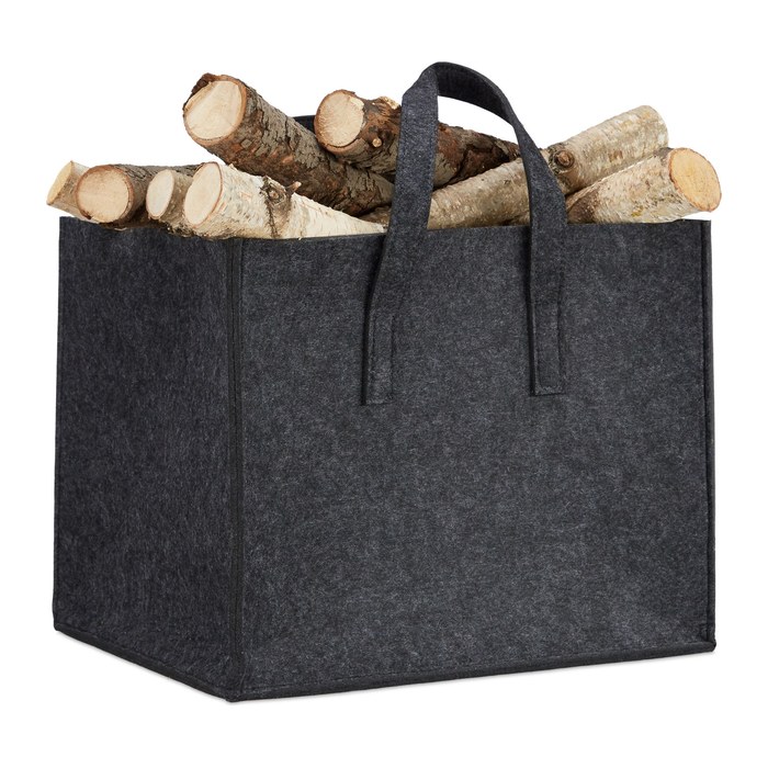 relaxdays Kaminholztasche 50,0 l anthrazit 43,0 x 36,5 x 34,5 cm, 1 St.