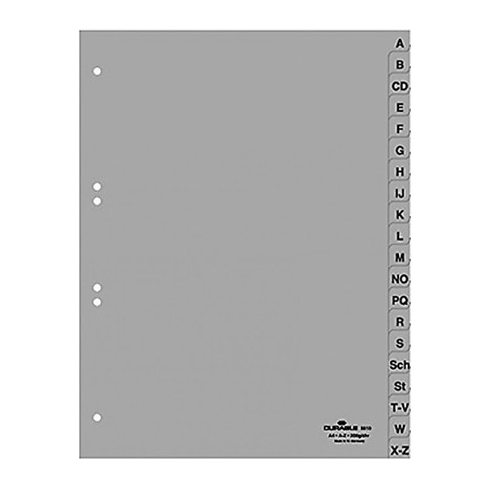 DURABLE Ordnerregister DIN A4 Vollformat A-Z grau 20-teilig, 1 Satz