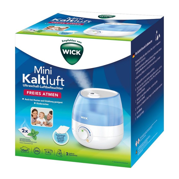 WICK WUL525E Mini Kaltluft Ultraschall Luftbefeuchter weiß/blau 21 W