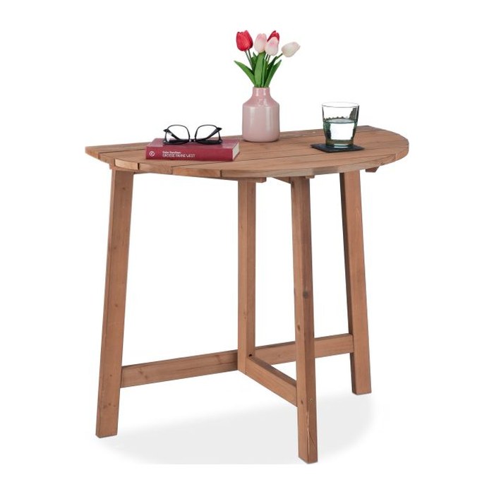 relaxdays Gartentisch braun halbrund 80,0 x 50,0 x 74,0 cm