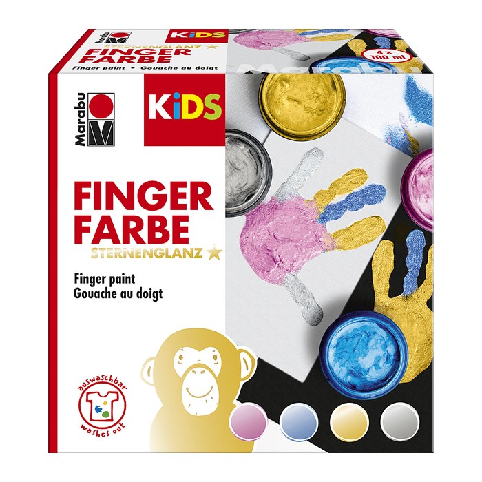 Marabu KiDS Sternenglanz Fingerfarben farbsortiert, 4 St.